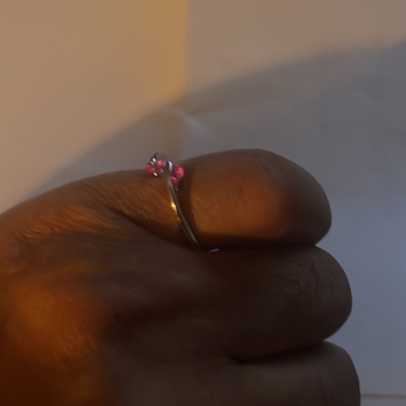 Sterling Silver 925 “Double Round” Ruby CZ Ring Size: 8 - Picture 6 of 6